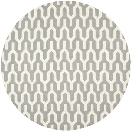 Safavieh 7 x 7 ft. Round Contemporary Dhurries- Silver and Ivory- Flatweave Rug DHU630A-7R